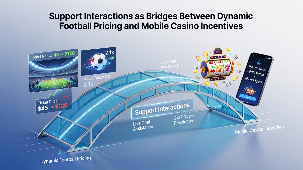 Mobiele app screenshot met support chat die voetbal pricing verbindt aan casino bonus activering